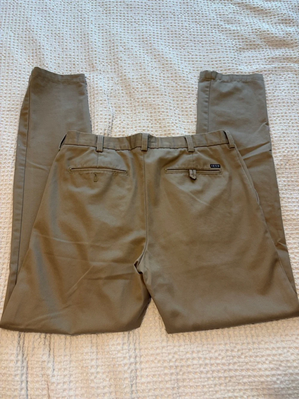 Izod Men’s Khaki Tan Chinos - Slim Flat Front